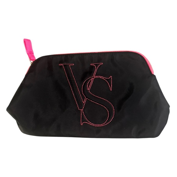 Victoria's Secret Black Cosmetic Bag with Pink Trim - Picture 1 of 3